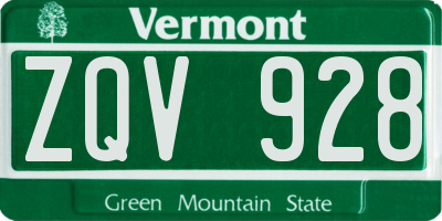 VT license plate ZQV928