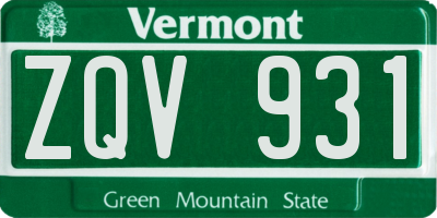 VT license plate ZQV931