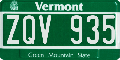 VT license plate ZQV935