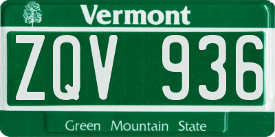 VT license plate ZQV936