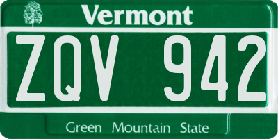 VT license plate ZQV942