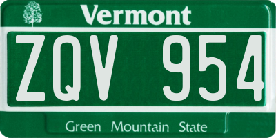VT license plate ZQV954
