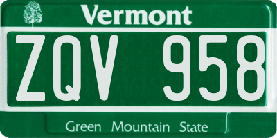 VT license plate ZQV958