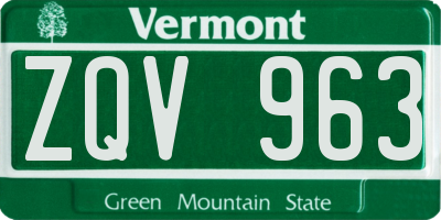 VT license plate ZQV963