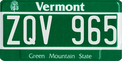 VT license plate ZQV965