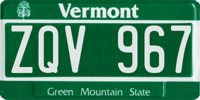 VT license plate ZQV967