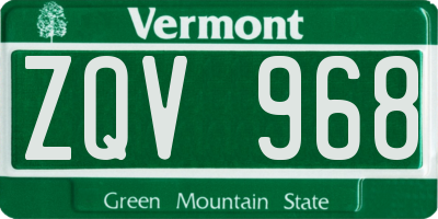VT license plate ZQV968