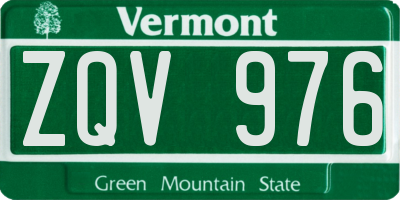 VT license plate ZQV976