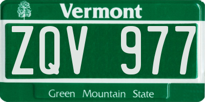 VT license plate ZQV977