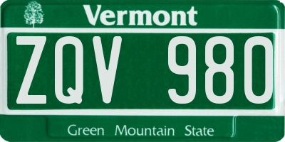 VT license plate ZQV980