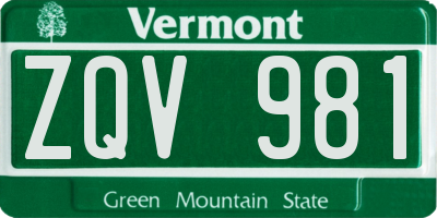VT license plate ZQV981