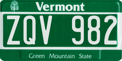 VT license plate ZQV982