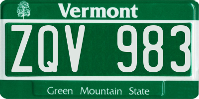 VT license plate ZQV983