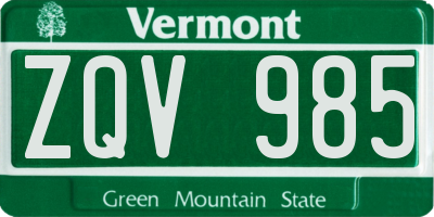 VT license plate ZQV985