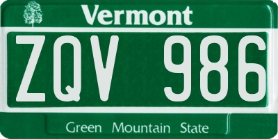 VT license plate ZQV986