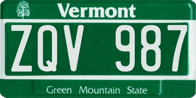 VT license plate ZQV987
