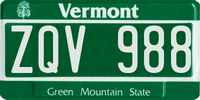 VT license plate ZQV988