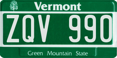 VT license plate ZQV990