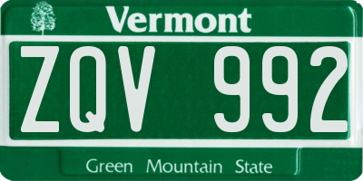 VT license plate ZQV992