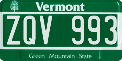 VT license plate ZQV993