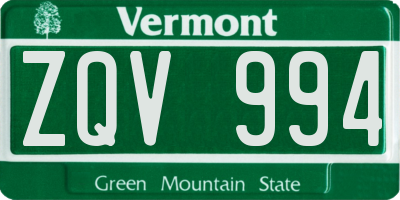 VT license plate ZQV994