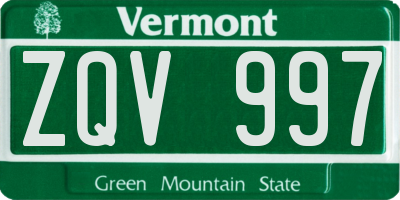 VT license plate ZQV997