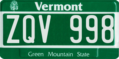 VT license plate ZQV998