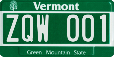 VT license plate ZQW001
