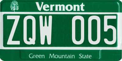 VT license plate ZQW005
