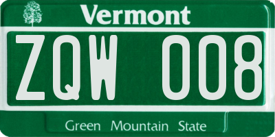 VT license plate ZQW008