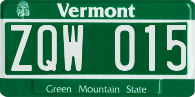 VT license plate ZQW015