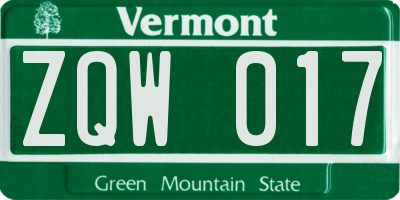 VT license plate ZQW017