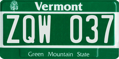 VT license plate ZQW037