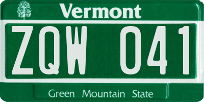 VT license plate ZQW041