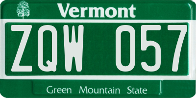 VT license plate ZQW057