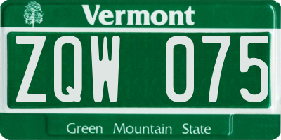 VT license plate ZQW075