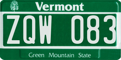 VT license plate ZQW083