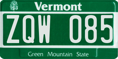 VT license plate ZQW085