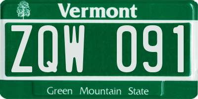 VT license plate ZQW091
