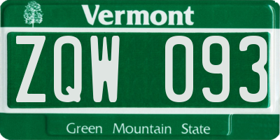 VT license plate ZQW093