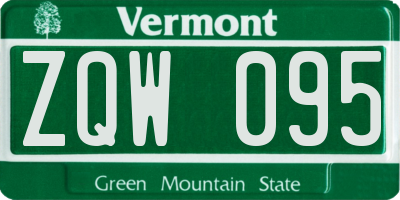 VT license plate ZQW095