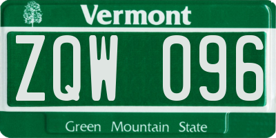 VT license plate ZQW096