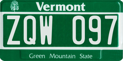VT license plate ZQW097