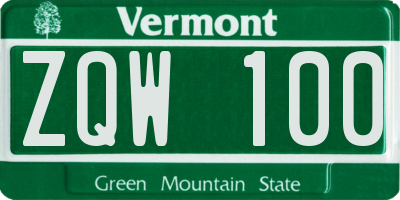 VT license plate ZQW100