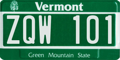 VT license plate ZQW101