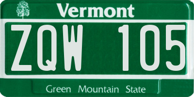 VT license plate ZQW105