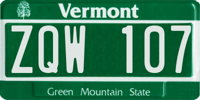 VT license plate ZQW107