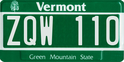 VT license plate ZQW110