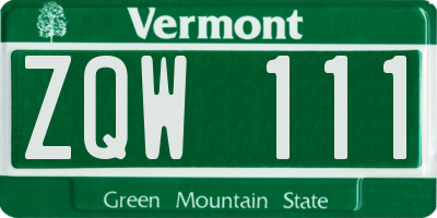 VT license plate ZQW111