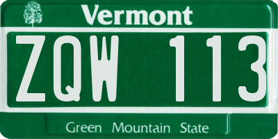 VT license plate ZQW113